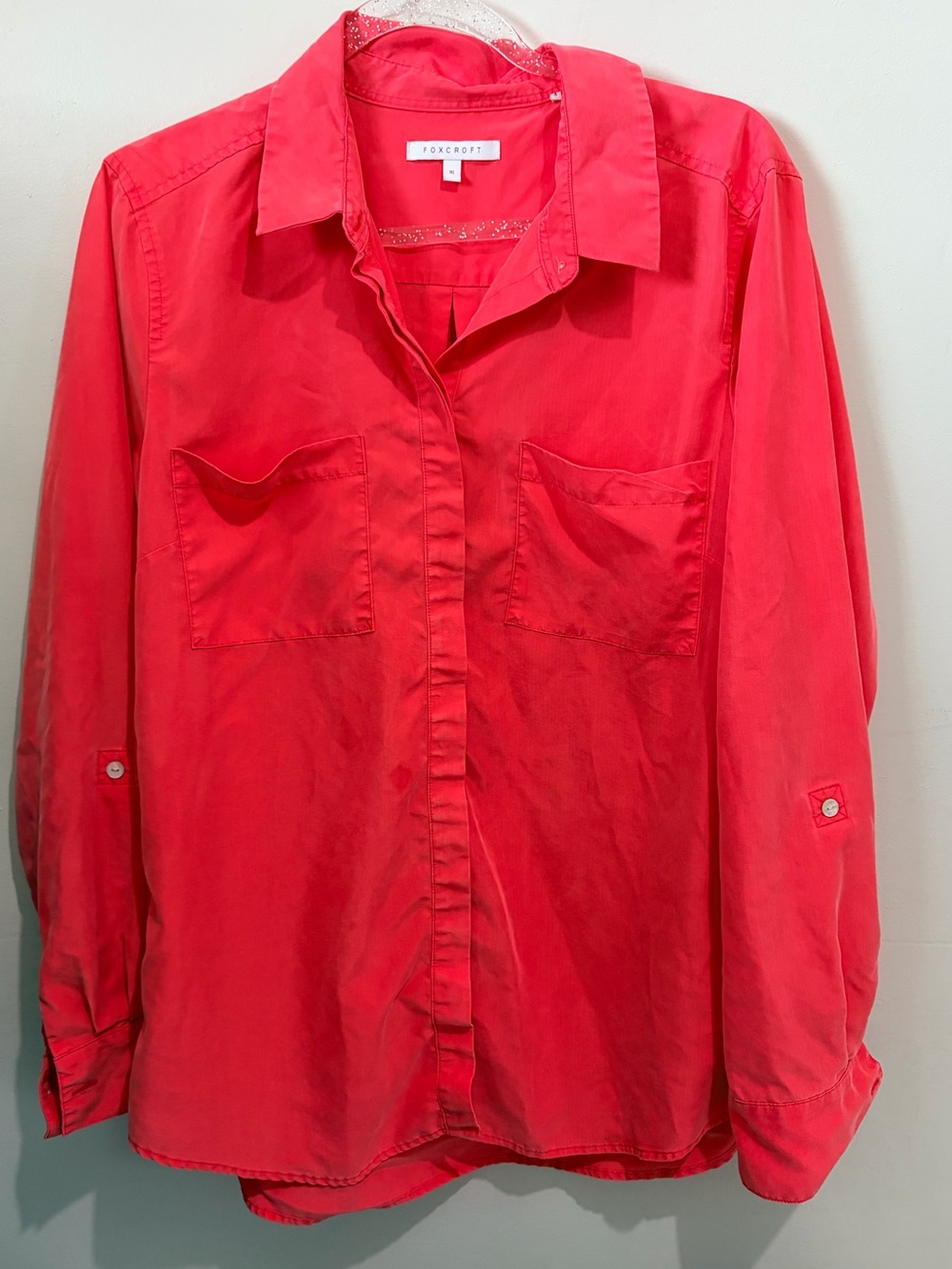 Foxcroft Coral Pink Tencel Button Up Utility Shirt Size 16 XL